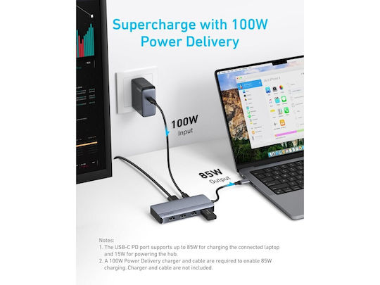 Anker USB-C Docking Station with HDMI 4K PD Silver (A83740A2)