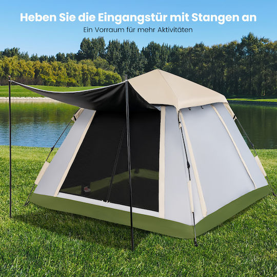 Costway Camping Tent Pop Up Beige 3 Seasons