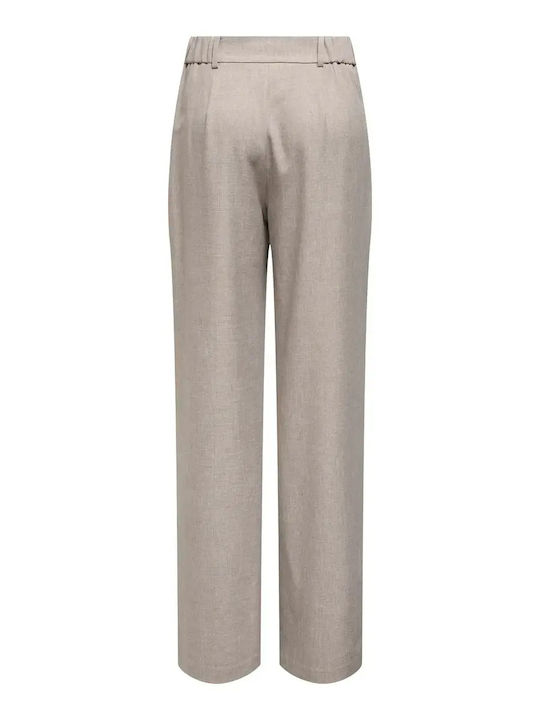 Damen Hoch tailliert Stoff Hose Beige