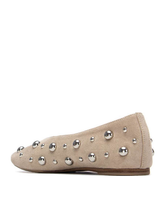 Synthetic Leather Ballerinas Beige