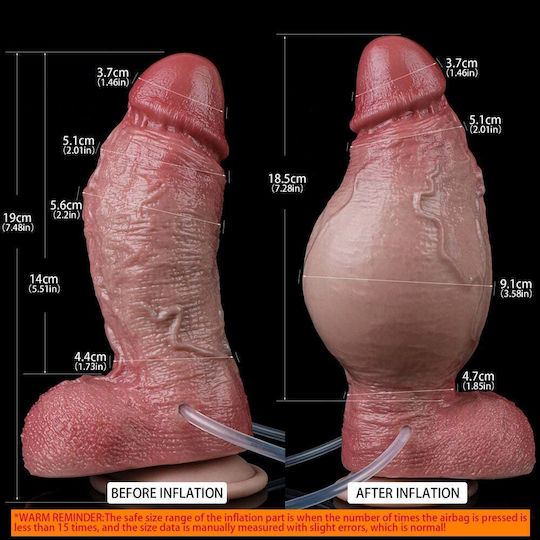 Kinksters Dildo Realistic Gonflabil cu Ejaculare Flesh 19.5cm