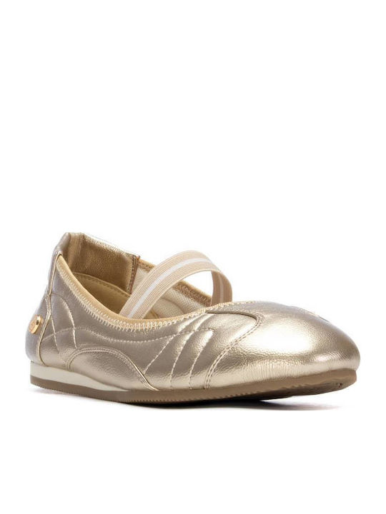 Women's Ballerina Shoes with Strap in Gold Color
