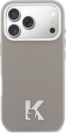 Karl Lagerfeld Logo Umschlag Rückseite Synthetisches Leder / Kunststoff / Silikon Gray (iPhone 17 Pro)