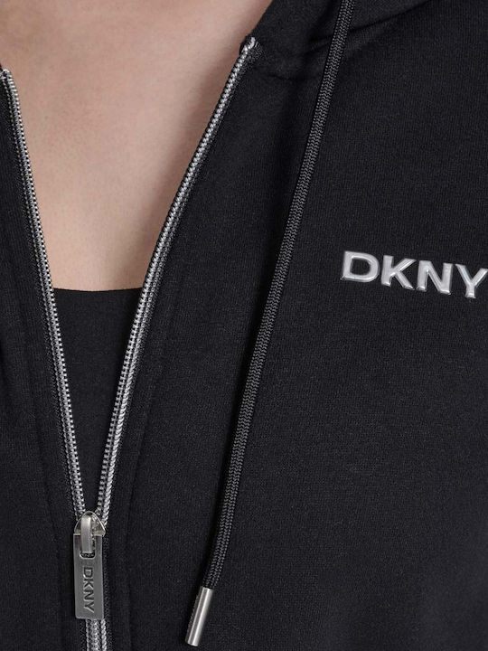Damen Sweatshirtjacke Kapuzen Schwarz