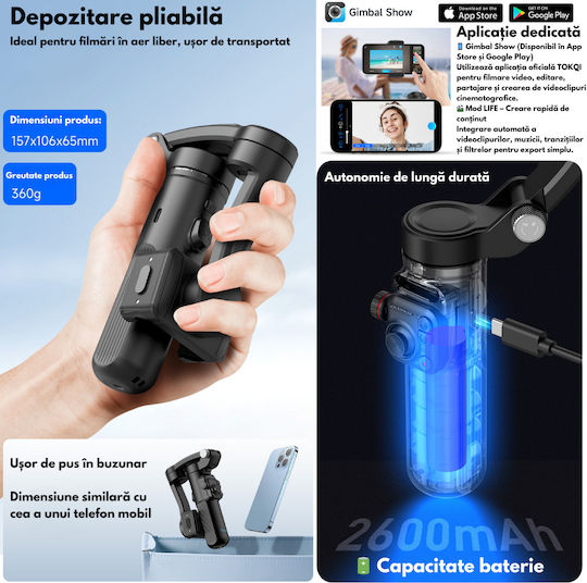 Gimbal für Mobiltelefone Schwarz
