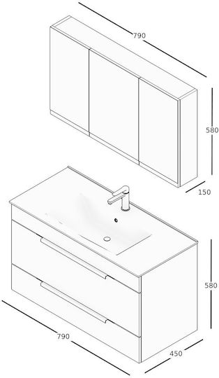 Piccadilly Hira 78-0210-331 Badezimmerspiegel mit Schrank Braune