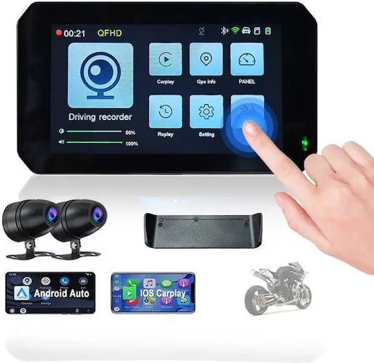 Ottocast Set Cameră DVR Auto 1080P Cu Ecran 5" Wi-Fi GPS Și Cameră Pentru Marșarier