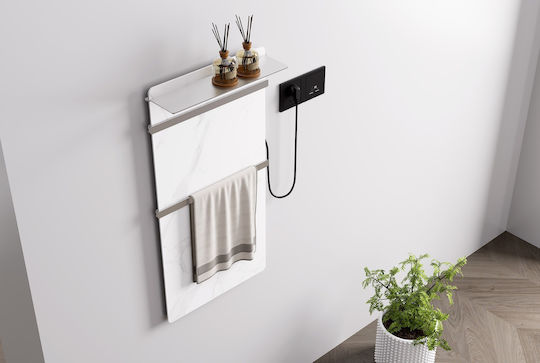 Piccadilly Electric Towel Rail with Glass Front 80x40cm Silver