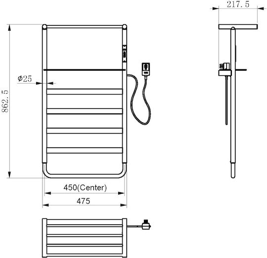 Piccadilly Electric Towel Rail 87x47.5cm Gray
