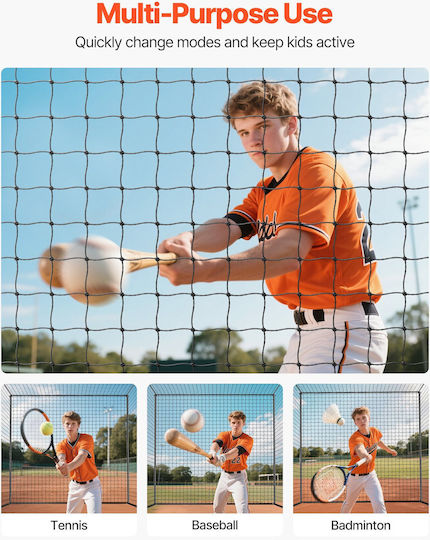 Baseball Cage Vevor 10668 X 3200 X 3100mm Free Portable Baseball Cage Batting Cages 45-Mesh Bound Hdpe & Long Mounting Ropes Batting Cage Net Indoor Outdoor Space