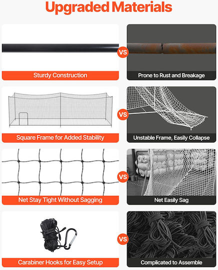 Baseball Cage Vevor 10668 X 3200 X 3100mm Free Portable Baseball Cage Batting Cages 45-Mesh Bound Hdpe & Long Mounting Ropes Batting Cage Net Indoor Outdoor Space