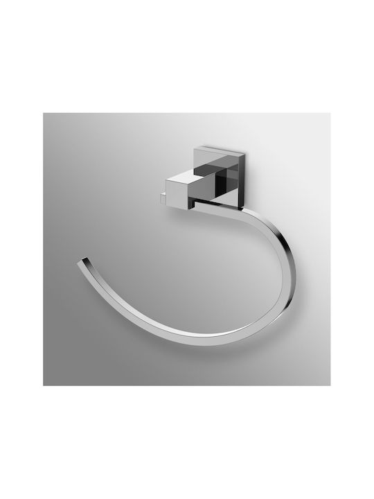 Ideal Standard Iom Square Single Wall-Mounted Bathroom Ring Inox Silver