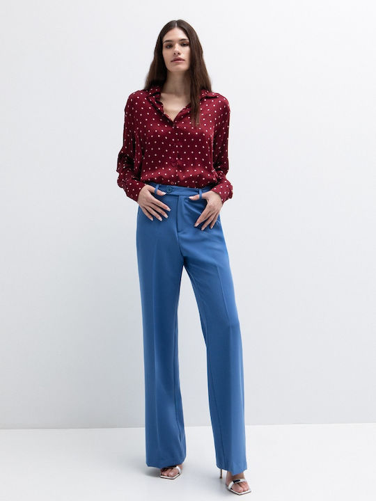 Women's Polka Dot Long Sleeve Shirt Red