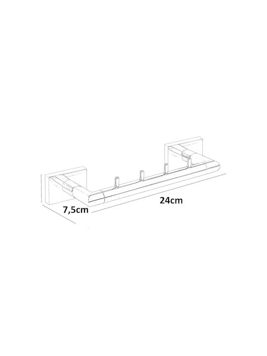 Bronze Art Bathroom Hook 4 Prongs with Screws 5x7cm Silver