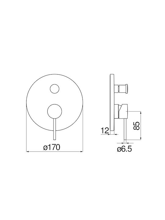 Nobili Built-in Mixer & Supply Set for Shower Silver