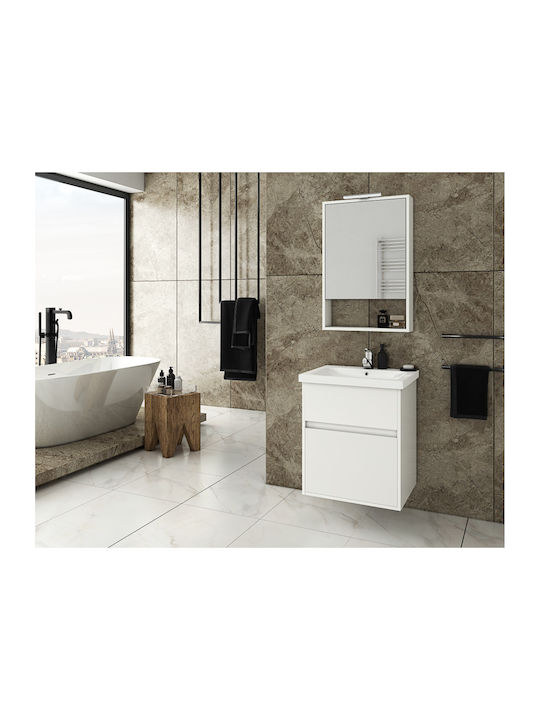 Drop Instinct 55 Rectangular Bathroom Mirror made of Particle Board with Shelf & Cabinet 48x70cm White