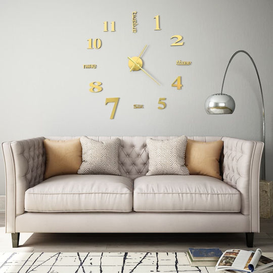 vidaXL 3D Modern 100cm 3D Wall Clock Sticker Plastic Silver Ø100cm