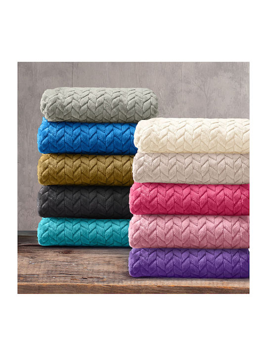 Rythmos Harmonie Pătură Polar Fleece Supraînălțată 220x240 cm Violet