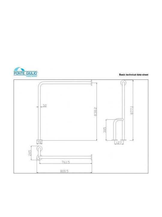 Ponte Giulio Λαβή Μπάνιου Inox ΑΜΕΑ 80cm Ασημί