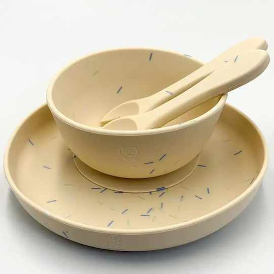 Pandaboo Feeding Set made of Silicone Brown 4pcs
