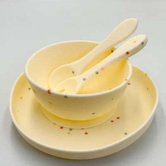 Pandaboo Feeding Set made of Silicone Brown 4pcs