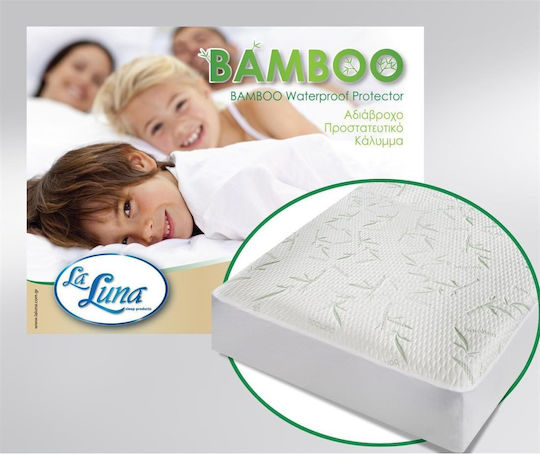 La Luna Schutzauflage Über-Doppel Wasserdicht Bamboo Jersey Weiß 160x200+35cm