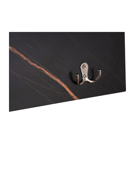Delphine Entry Furniture with Hanger & Shoe Rack Black Velvet-Black Metal 80x31.3x41cm