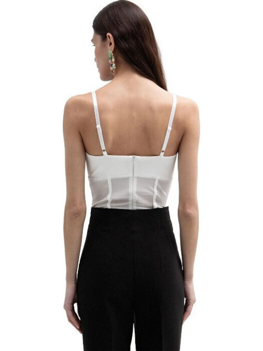 Damen Korsett Bluse Weiß