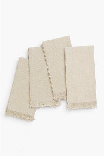 Calma House Kitchen Towel Made of 100% Cotton in Ecru Color 45x45cm 4 Pieces Calma House Kitchen Towel Made of 100% Cotton in Ecru Color 45x45cm 4 Pieces