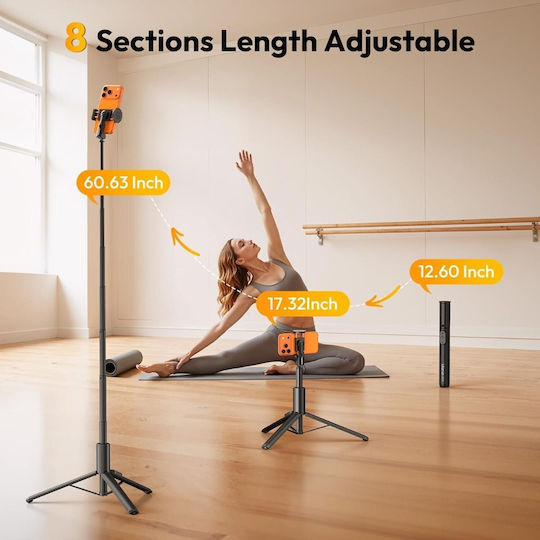Ulanzi SK27 Selfie Stick Τρίποδο Κινητού με Φωτισμό Μαύρο