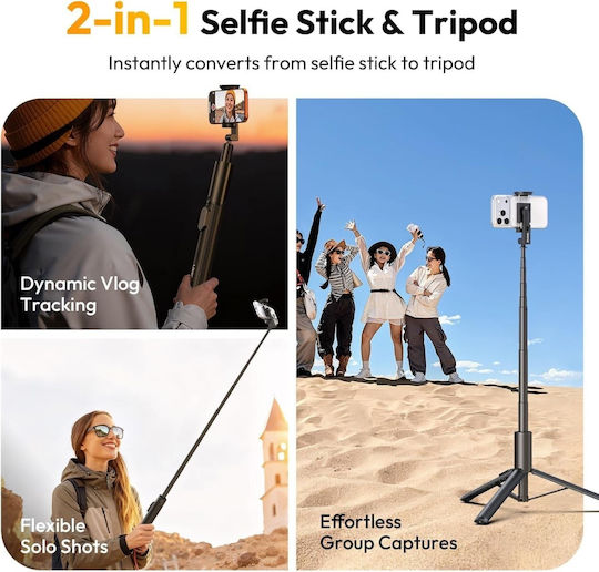 Ulanzi SK27 Selfie Stick Τρίποδο Κινητού με Φωτισμό Μαύρο