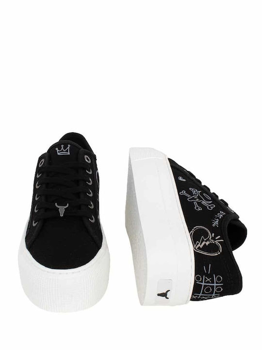 Rhea Damen Flatforms Sneakers Schwarz 0112000576