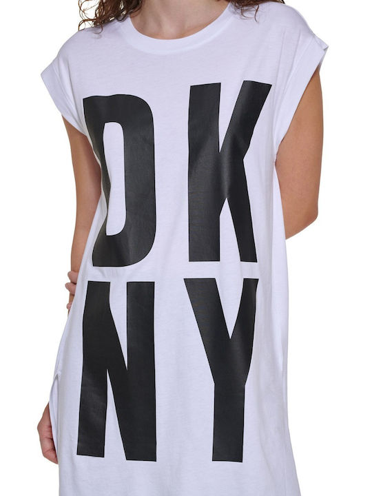 Καλοκαιρινό Mini T-shirt Φόρεμα Λευκό