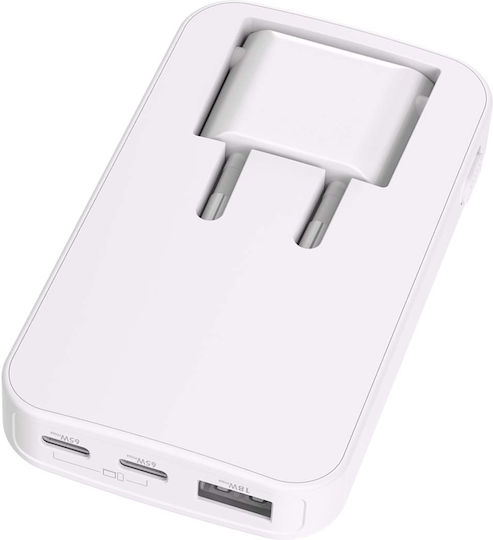 Force Power Външна Батерия 10000mAh 65W с USB-A Изходен Порт и 2 USB-C Изходни Порта Power Delivery Бяла
