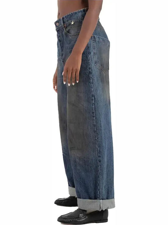 Women's Jean Trousers in Loose Fit Dark Aged Denim