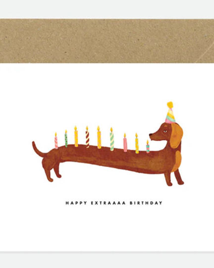 Atws Dachshunds Extra Birthday Greeting Card White 3701344215323
