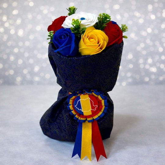Tricolor Bouquet Soap Roses Romanian Insignia – Symbolic Elegant Gift