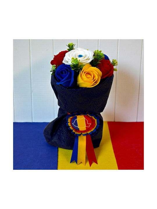 Buchet Tricolor Trandafiri Săpun Insignia Românească Cadou Elegant Simbolic