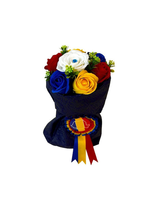 Buchet Tricolor Trandafiri Săpun Insignia Românească Cadou Elegant Simbolic