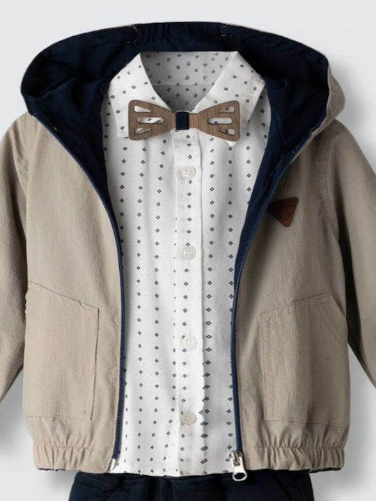 Kids' Set with Pants & Outerwear Winter 3pcs Khaki - Grey
