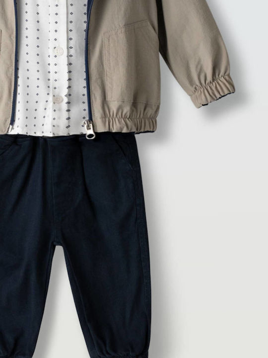 Kids' Set with Pants & Outerwear Winter 3pcs Khaki - Grey