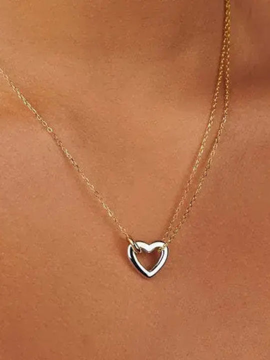 Necklace with design Heart from Gold Plated Steel