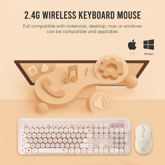 Jellybean A5000 Wireless Keyboard & Mouse Set English US Latte