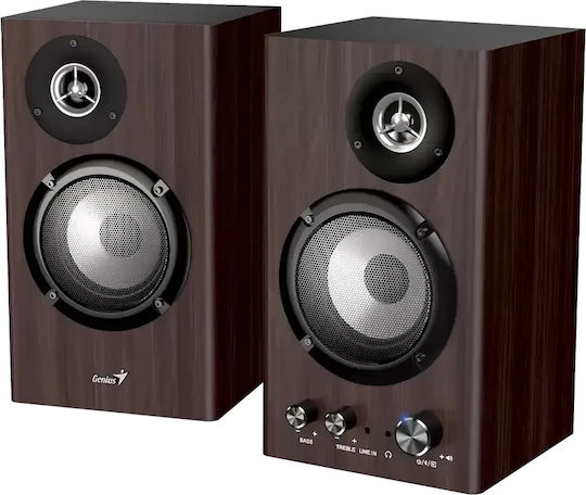 Genius SP-HF1812BT Ηχεία Υπολογιστή 2.0 με Bluetooth και Ισχύ 50W Καφέ