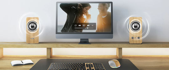 Genius SP-HF400 Компютърни Говорители 2.0 с Мощност 10W Борово Дърво