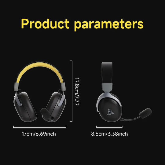 Ajazz AHM08 Max Wireless Over Ear Gaming Headset with Connection Bluetooth / USB Black