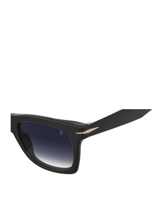 David Beckham Unisex Sunglasses with Black Horn-Rimmed Frame and Black Lens DB 1222/S 807/08