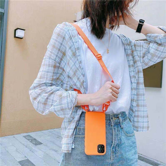 Sonique Carryhang Liquid Strap Back Cover Σιλικόνης 0.5mm με Λουράκι Ροζ (iPhone 11)