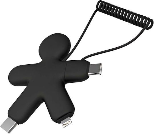 Xoopar 3 In 1 Buddy Usb A Usb C Usb C Lightning Kabel 0.15m Schwarzes
