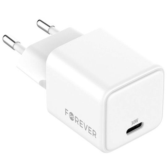 Forever Charger Without Cable GaN with USB-C Port 30W Power Delivery Whites (TC-08-30C)